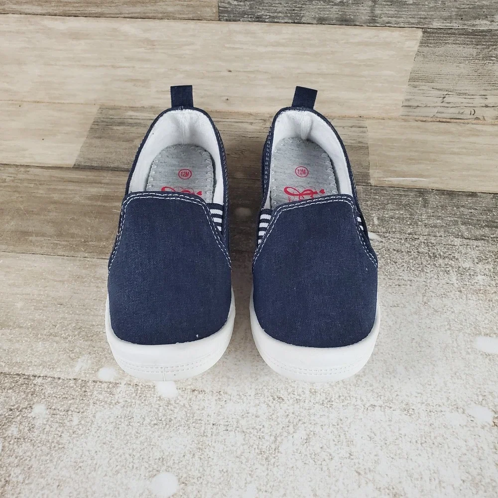 Jellypop Carlin Kids Shoes Sz 12 M Navy White Slip On Elastic Gore Sneakers